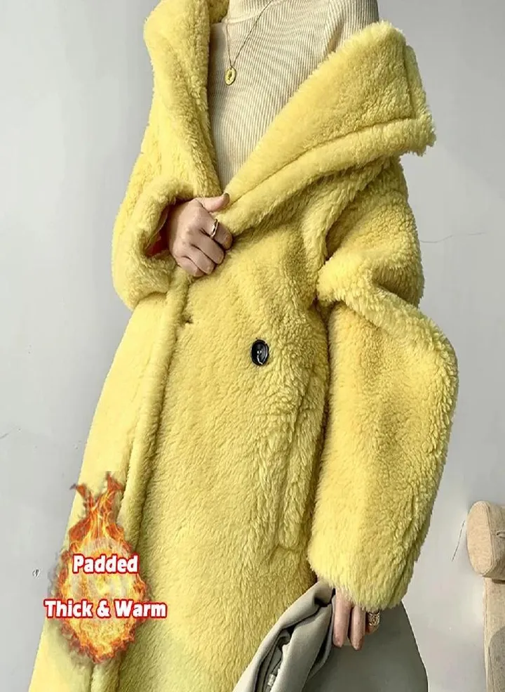 Long Teddy Bear Jacket Coat Women Winter Thick Warm Oversized Chunky Outerwear Overcoat Women Faux Lambswool Fur Coats