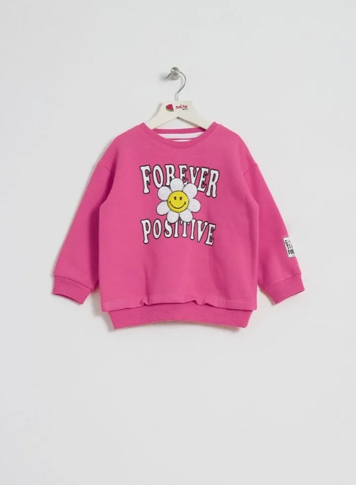 Girls Embroidered Printed Cotton sweatshirt