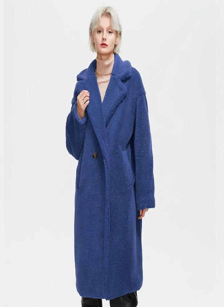 ZIAI Drop Shoulder Slant Pocket Teddy Coat