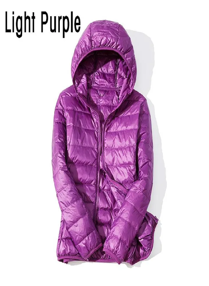 Women Autumn White Duck Down Jacket Coat Windproof Hooded Warm Casual Winter M-5XL