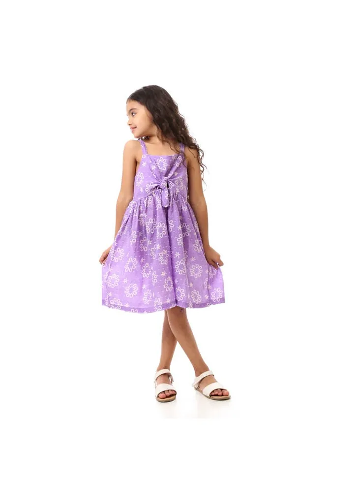 Girls Floral Sleeveless Dress - Light Purple
