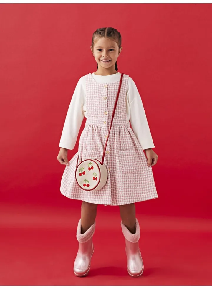 Crew Neck Patterned Girl Dress