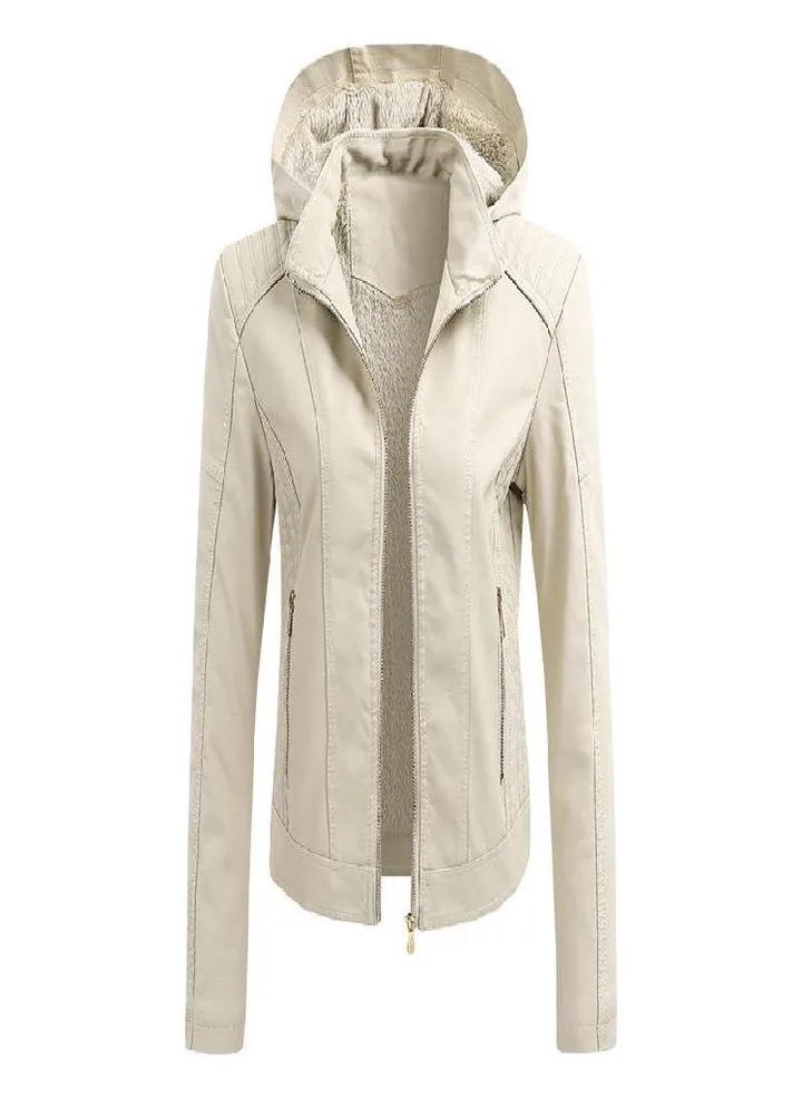 Ladies Jacket Coat Removable Hooded Pu Ladies Leather Jacket Ladies Leather Jacket Ladies