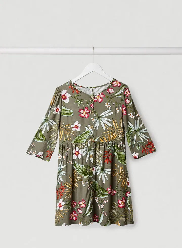 Kids Ella Floral Dress Grape Leaf