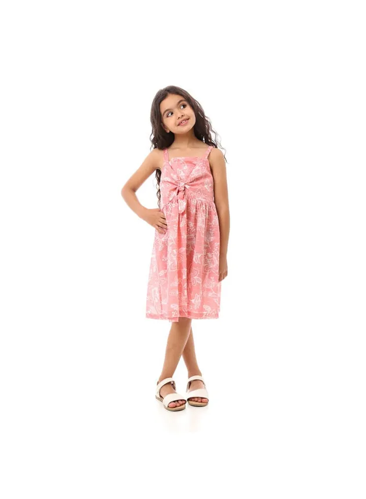 Girls Floral Dress With Square Neck -Cashmere