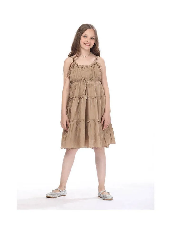 Ruffle Sleeveless Dress Brown