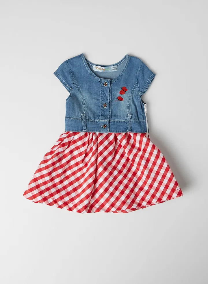 Baby/Kids Checkered Mix Dress Red