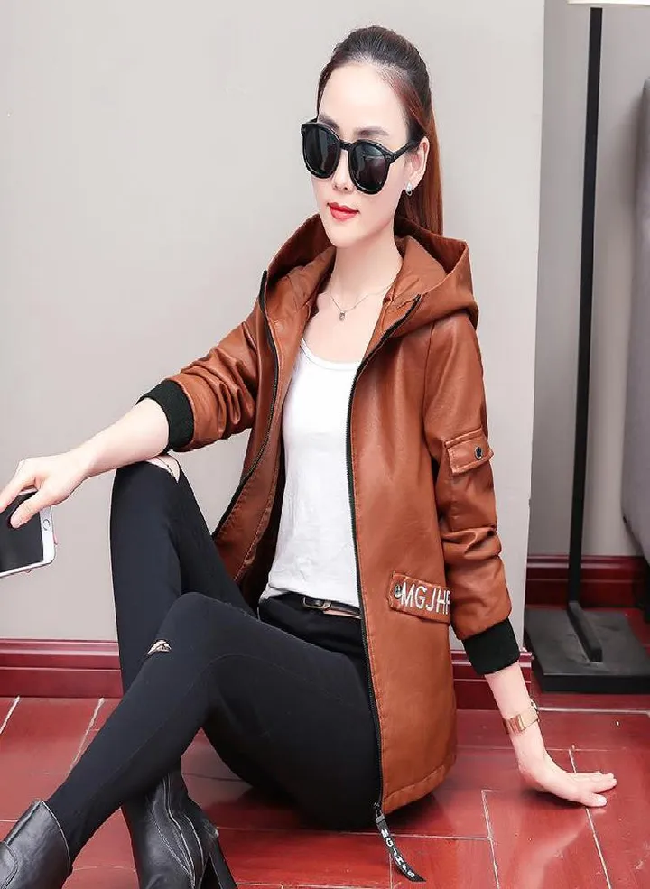 Short Leather Jacket Women Pu Leather Jacket