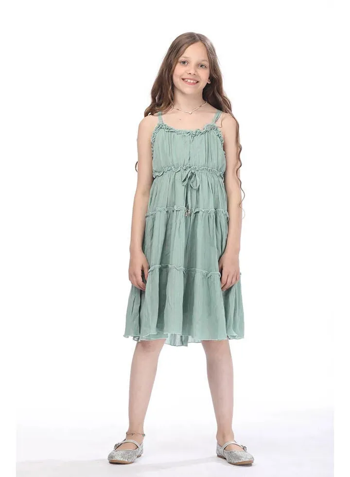 Ruffle Sleeveless Dress Green