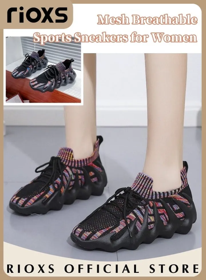 Women's Casual Sports Sneakers Mesh Breathable Flat Lace Up Shoes Casual Jogging Walking Running Shoes