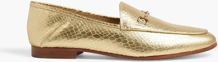 Loraine metallic snake-effect leather loafers