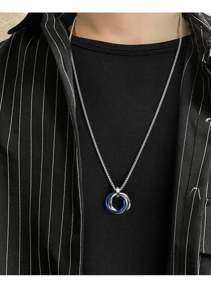 Stainless Steel Ring Pendant Necklace For Men