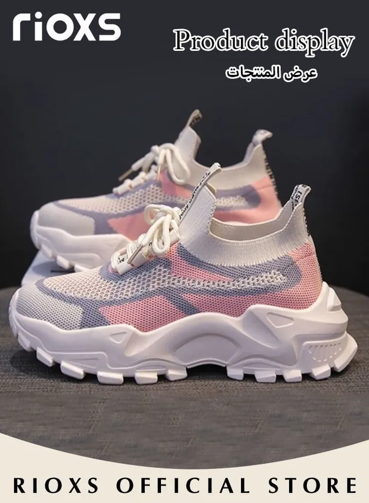 Women's Sports Shoes Mesh Breathable Platform Sneakers Casual Jogging Walking Shoes For Running