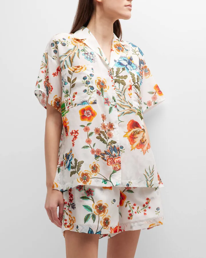 Floral-Print Camp Shirt