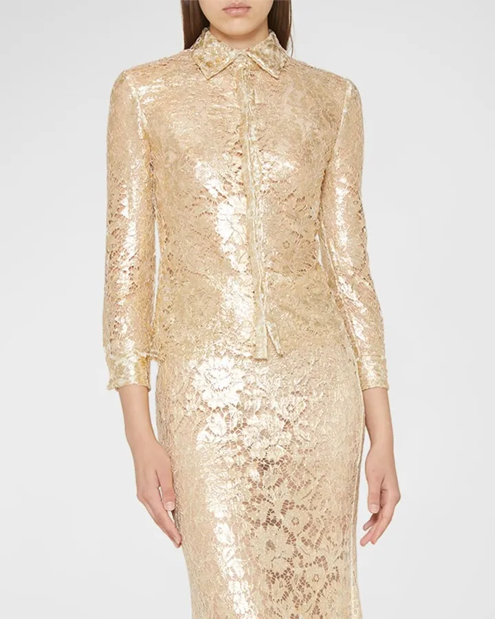 Metallic Heavy Lace Shirt