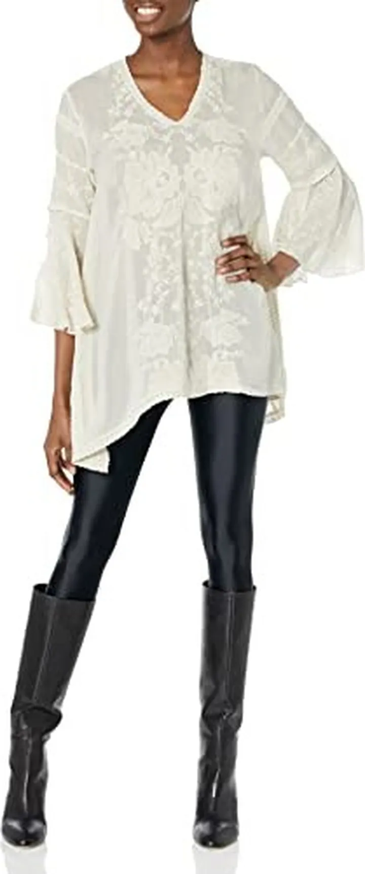 Johnny Was Women's Long Sleeve V Neck Tunic