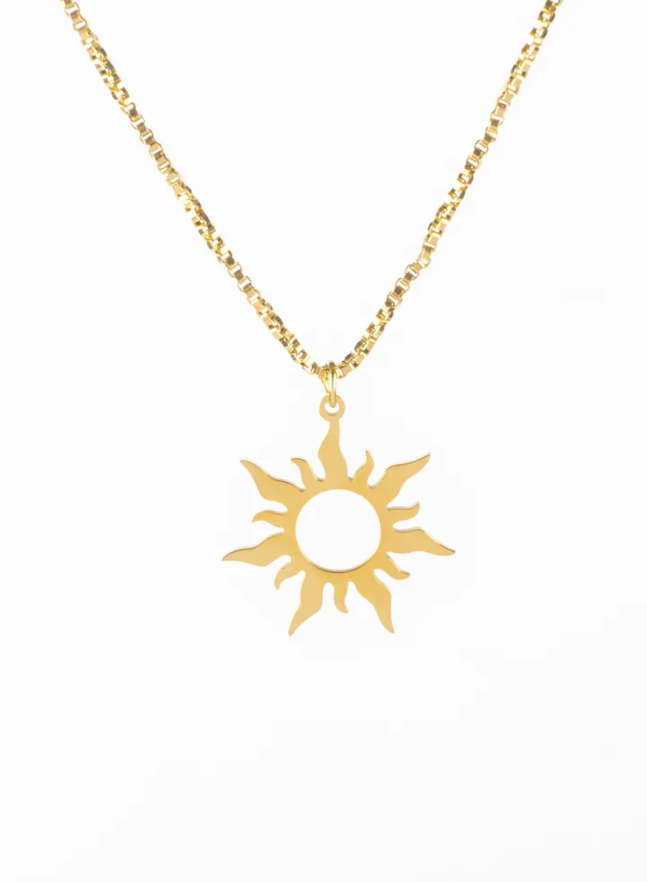 Raponzil Sun Stainless Steel Golden Pendant Necklace