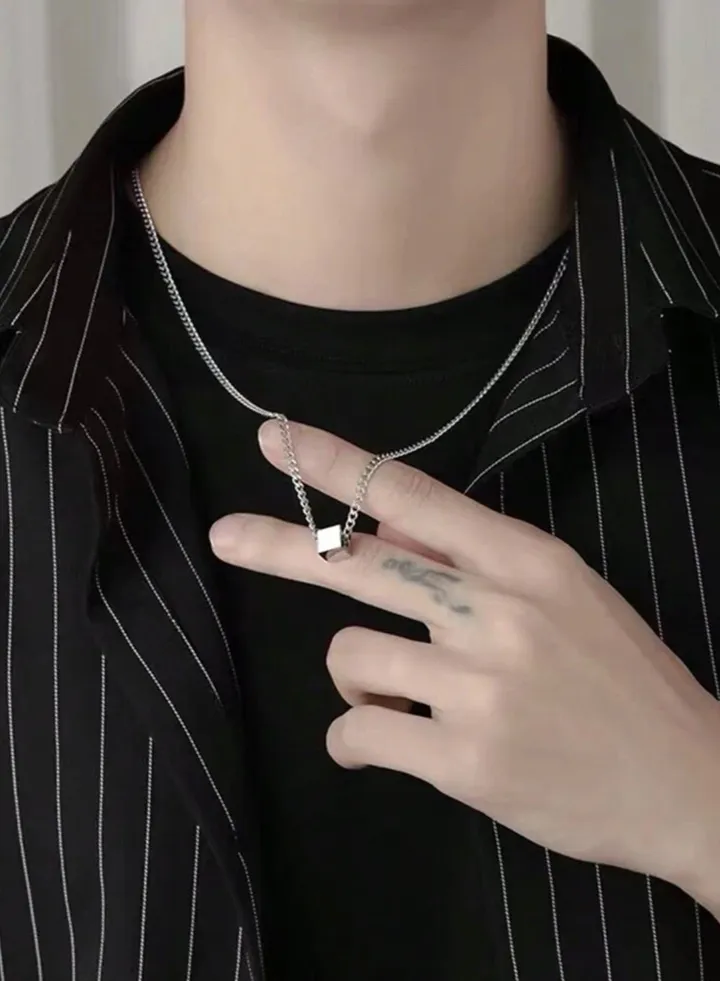 High Quality Silver Stainless Steel Necklace For Men Size 60 + 5 cm