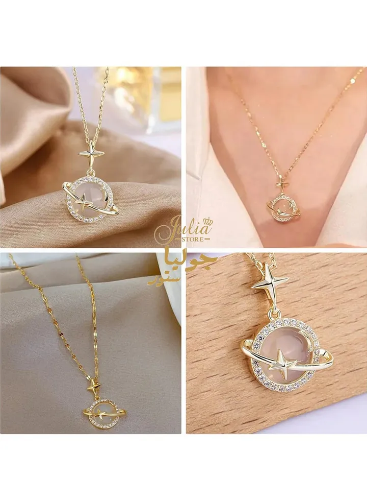 Delicate Opal Planet Necklace
