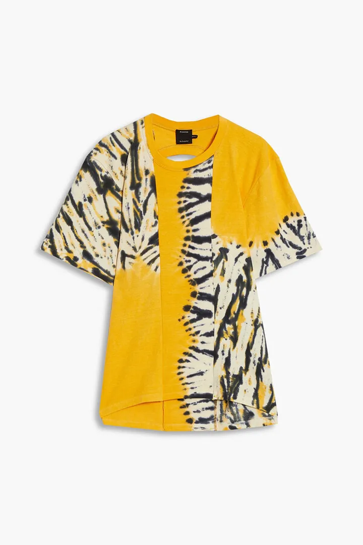 Cutout tie-dyed cotton-blend jersey T-shirt
