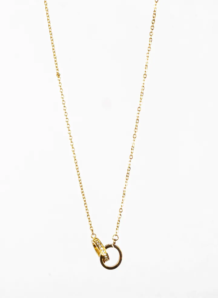 Stainless Steel 316 Necklace with a Double Rings Pendant, Premium Quality & Against Color Change