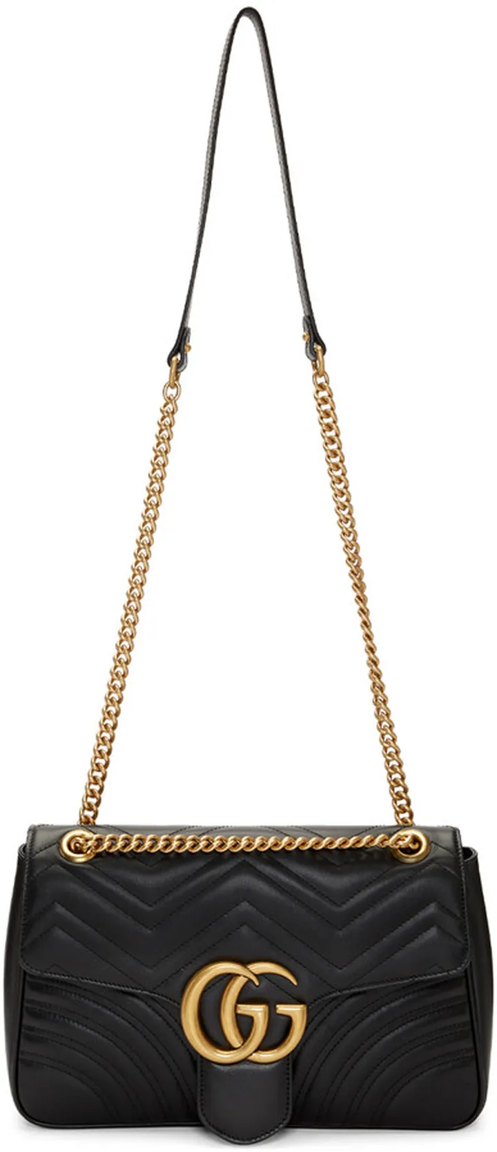Gucci Black Medium GG Marmont 2.0 Shoulder Bag