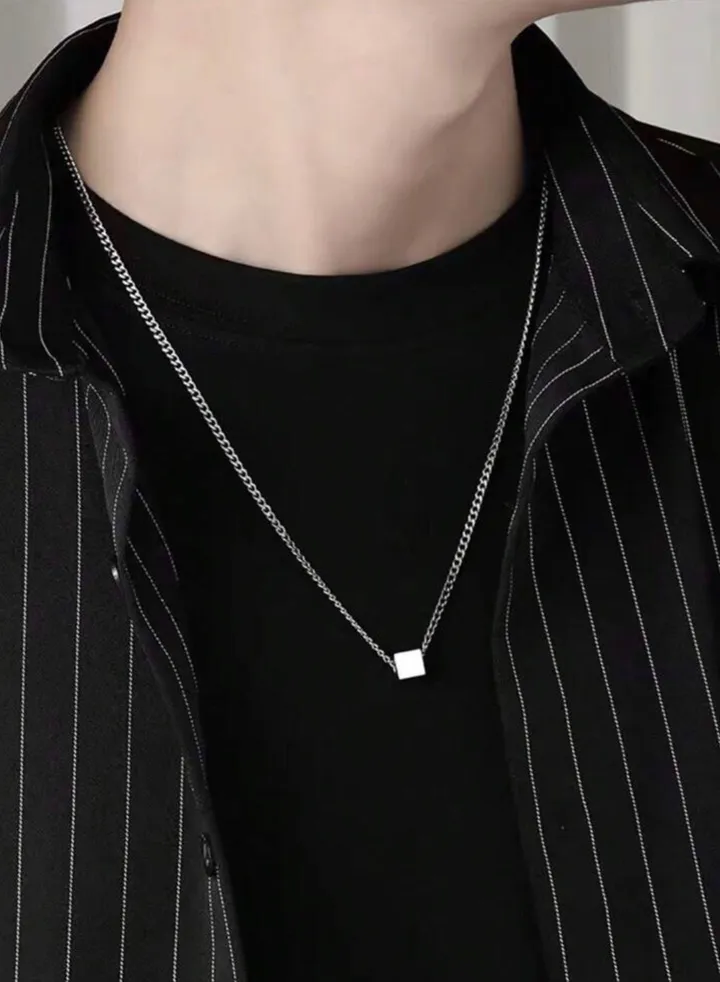 High Quality Silver Stainless Steel Necklace For Men Size 60 + 5 cm