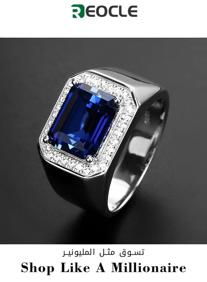 Men's Gem Ring Zircon Ring Classical Gem Stone Engagement Jewelry Luxury Thumb Ring for Father Dad and Gentlemen as Gifts