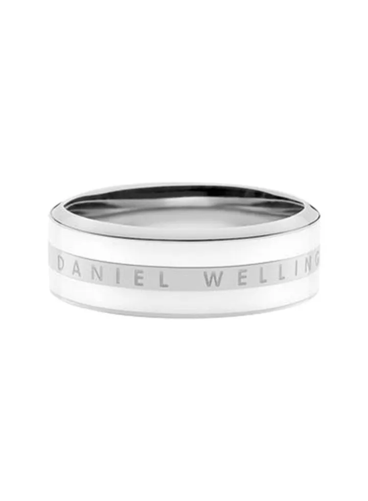 Daniel Wellington stainless steel white ceramic patchwork enamel classic ring size 9