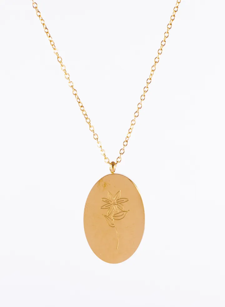 Stainless Steel Necklace Gold with a Rose Pendant