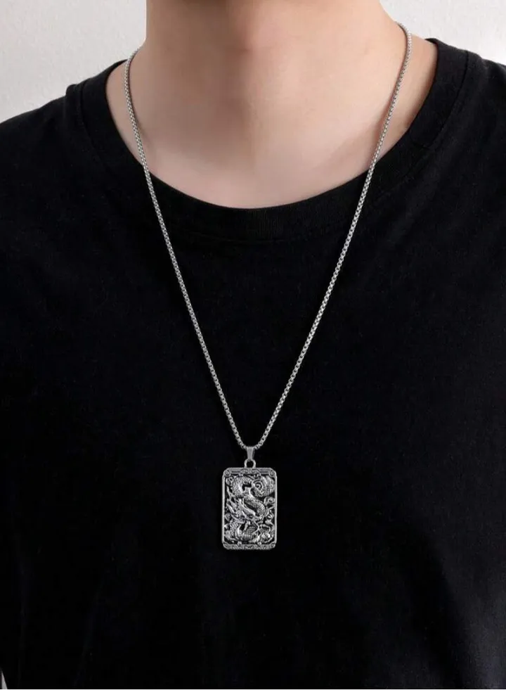 Silver Stainless Steel Necklace For Men Size 60cm