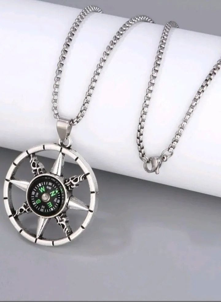High Quality Stainless Steel Real Compass Necklace For Men Size 60cm