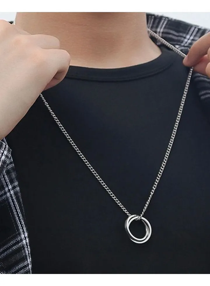 Stainless Steel Ring Pendant Necklace For Men