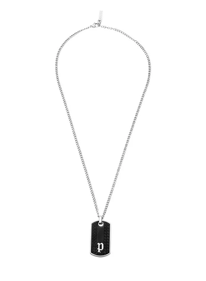 Police Hang Stainless Steel Gents Necklace With Black Plating Inlay - PEAGN0032801