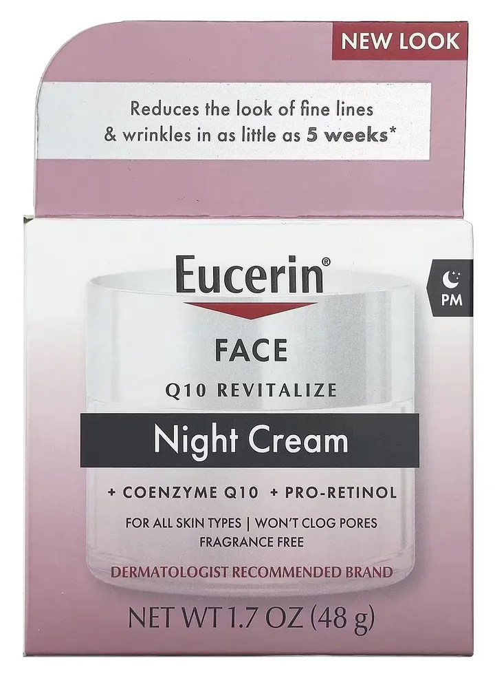 Eucerin Q10 Anti-Wrinkle Face Night Cream Unscented, 1.7 oz.