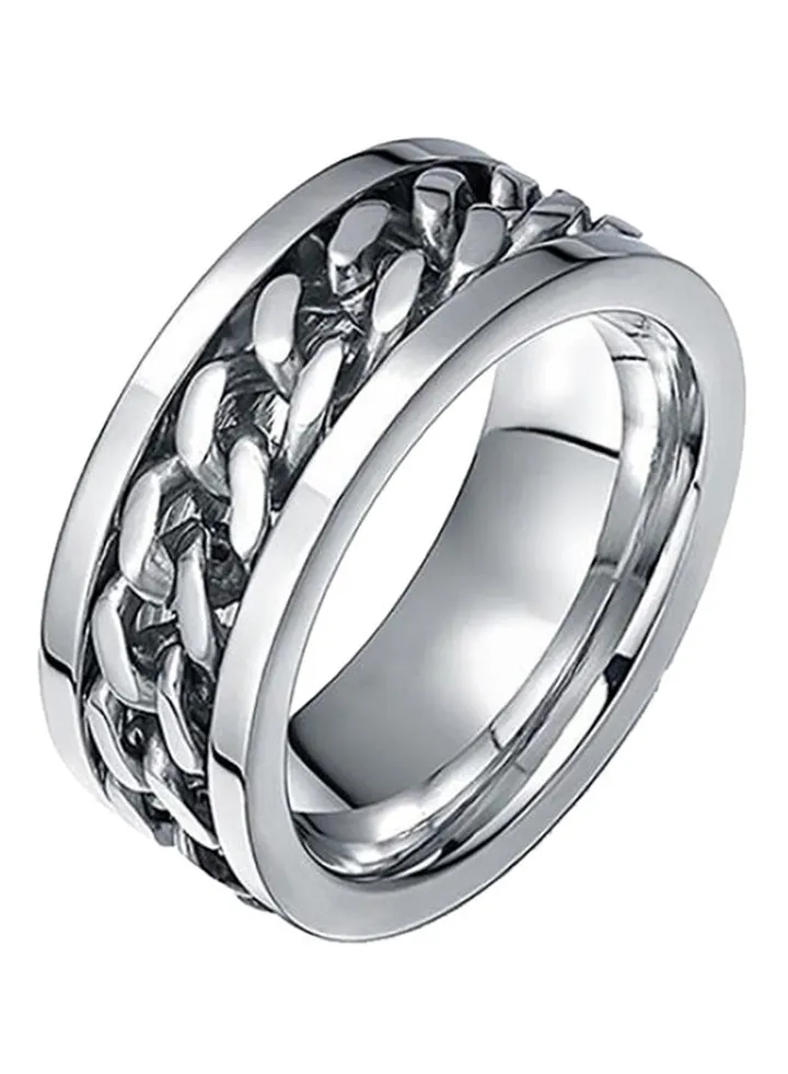 Stainless Steel Inlaid Band Ring