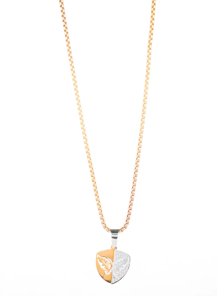 Stainless Steel 316 Long Chain Necklace - Butterfly Shield - Unisex