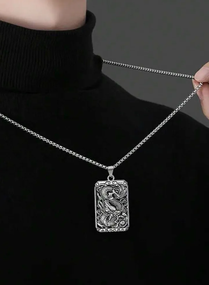 Silver Stainless Steel Necklace For Men Size 60cm