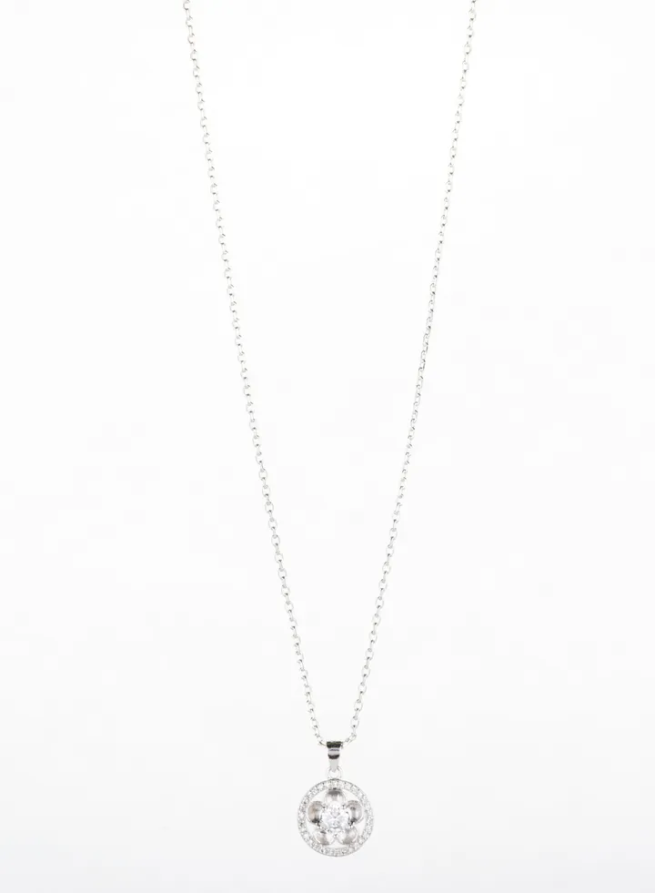 Platinum Necklace Zirconic Flower