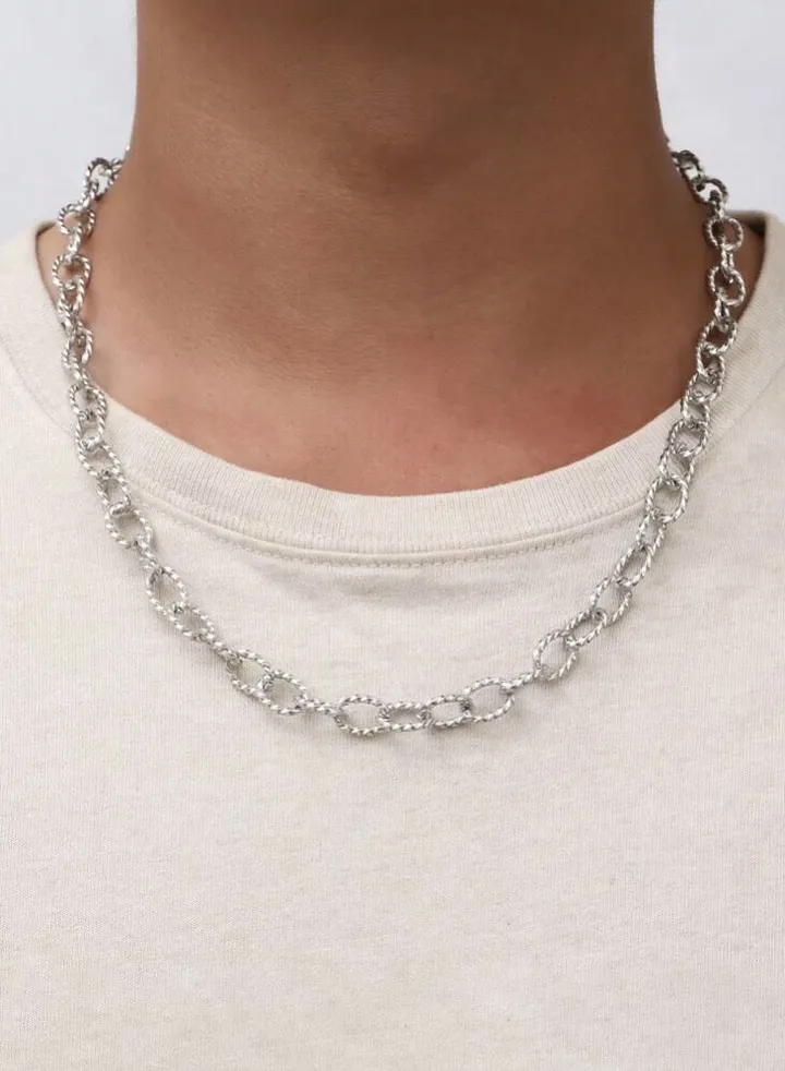 Silver Stainless Steel Necklace For Men