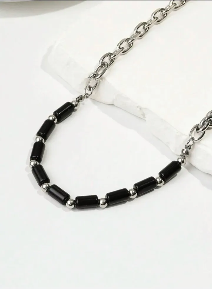 High Quality Silver Stainless Steel Necklace For Men Size 50 + 10 cm