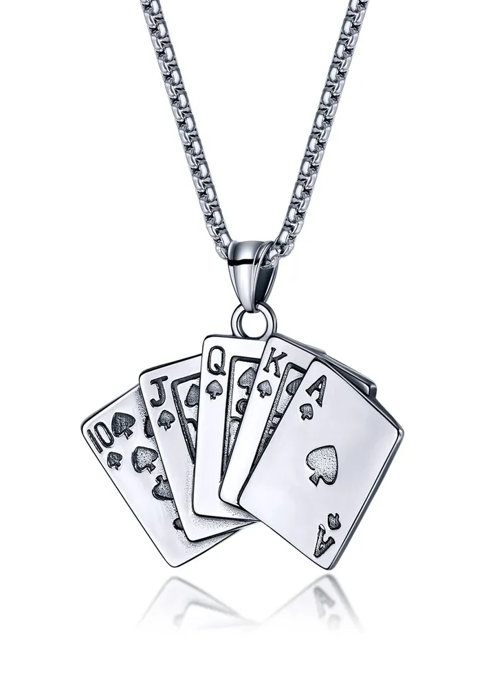 Fashion Hip Hop Rock Playing Card Necklace