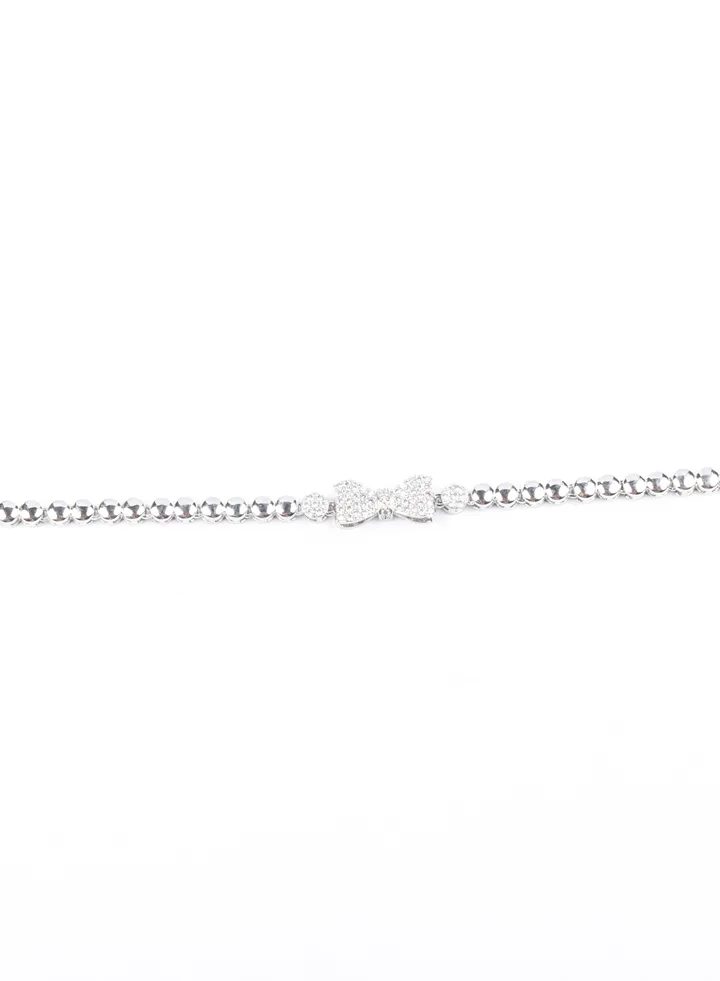 Chinese Gold Bracelet - White - Zirconic Bowtie