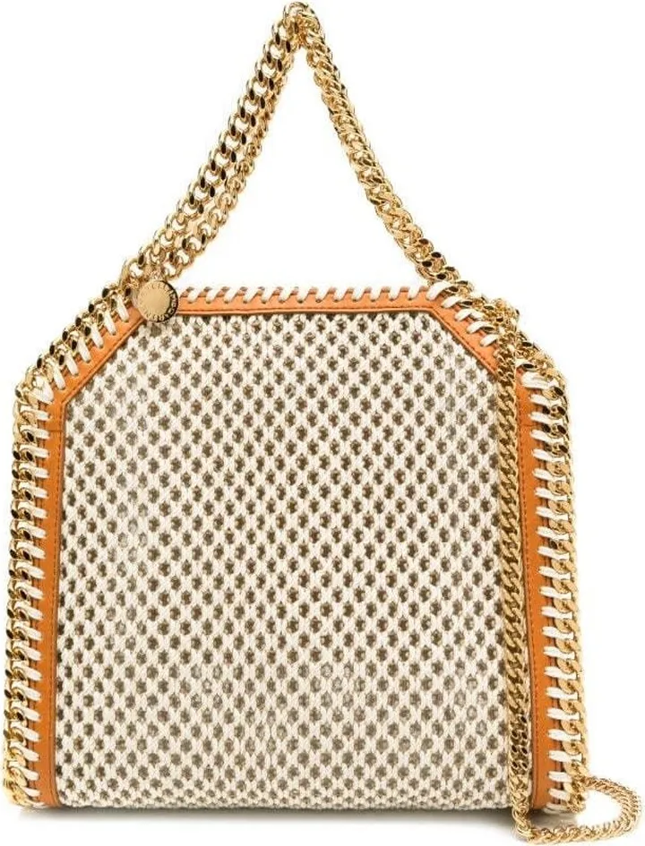 Mini Falabella Tote Bag In Ivory And Beige Mesh