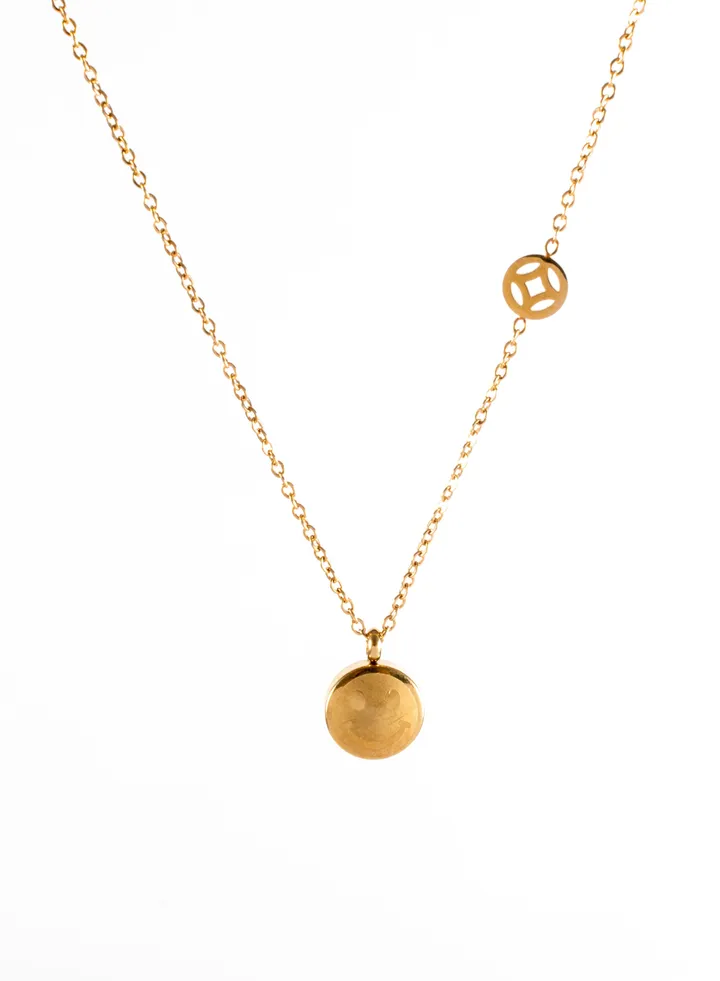 Stainless Steel Necklace with Smile Face Pendant