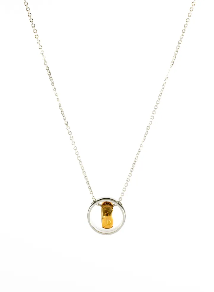 Stainless Steel Necklace with Two Rings Pendant