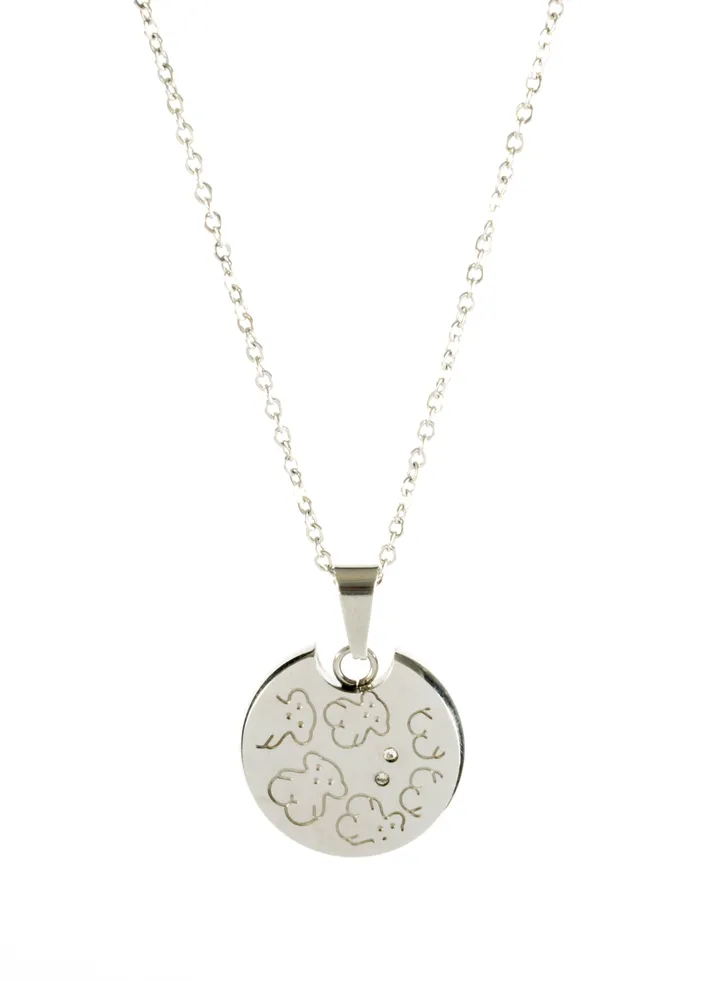 Stainless Steel Necklace with Engraved Bear pendant