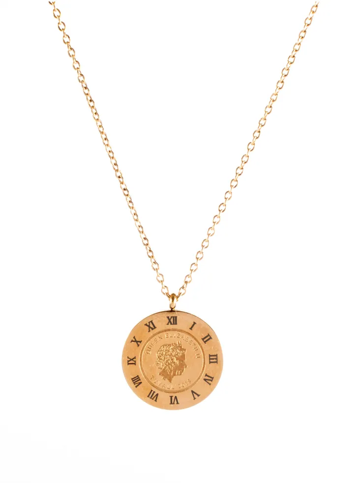 Stainless Steel Necklace with a Queen Elizabith Pendant