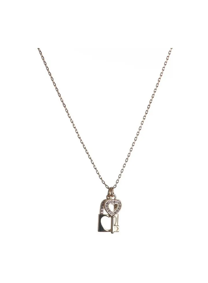 Gold Key & Lock Necklace