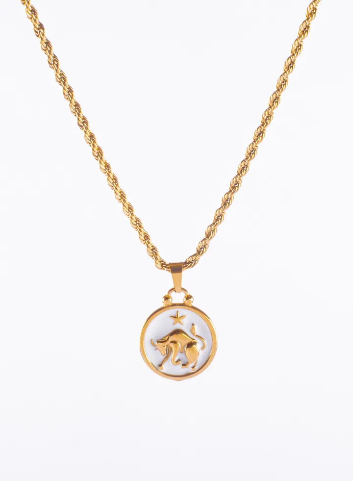 Stainless Steel Necklace Golden Zodiac Series "Taurus"